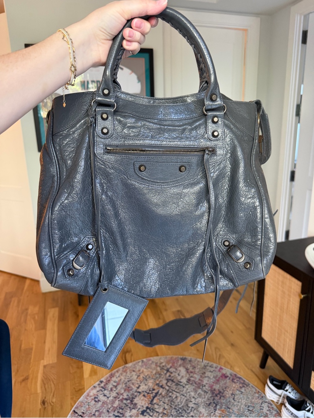 Balenciaga Grey Lambskin Velo bag